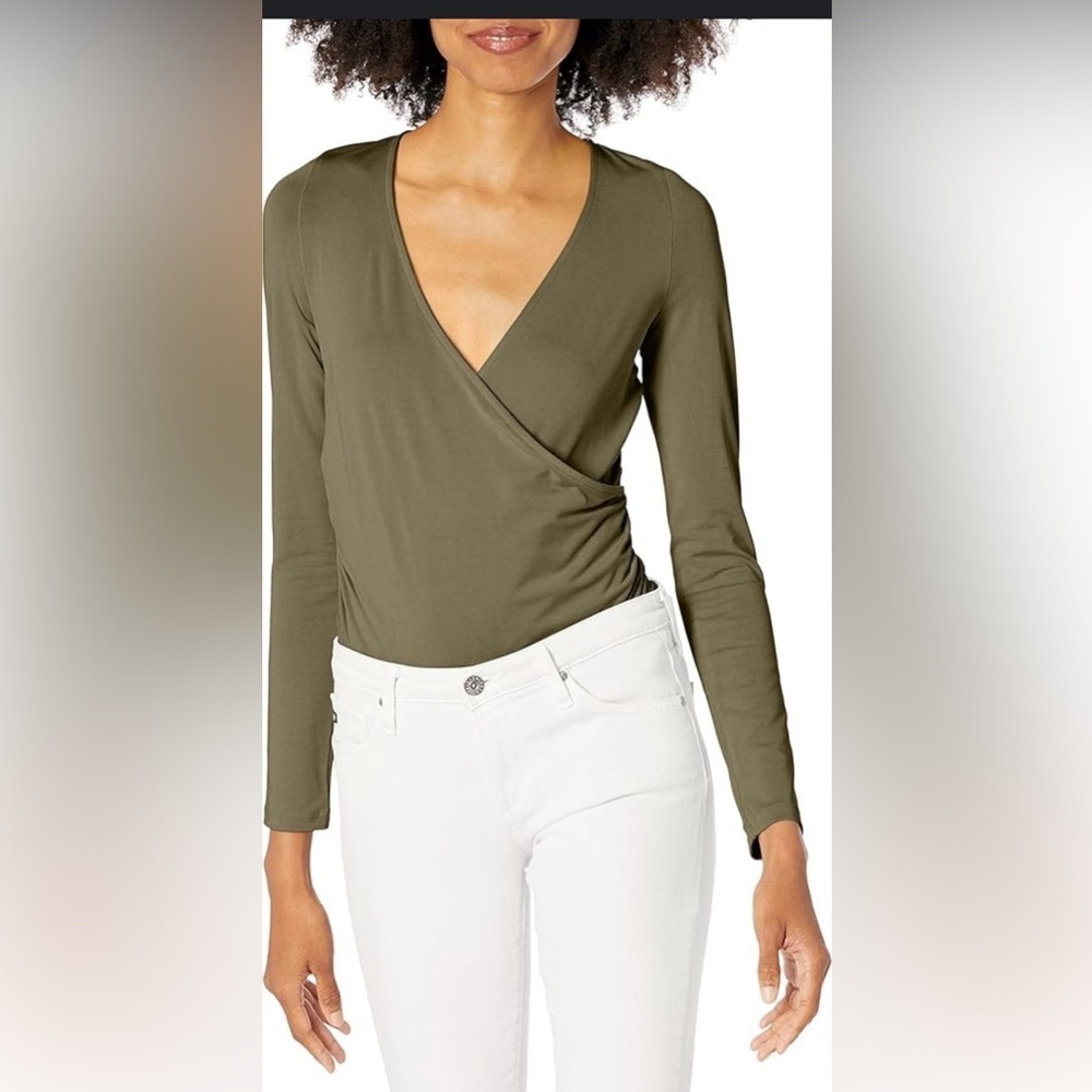 Dynamite V- Neck Crossover Long Sleeve Bodysuit